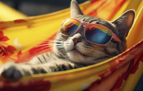Cat, Glasses, Cat, Face, Creative, Digital art, AI art, The Art of Artificial Intelligence