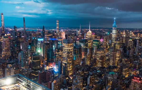 Picture building, home, New York, night city, Manhattan, skyscrapers, Manhattan, New York City