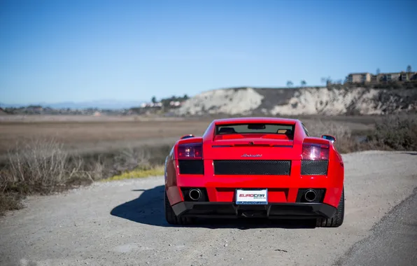 Picture the sky, red, shadow, red, gallardo, lamborghini, back, Lamborghini