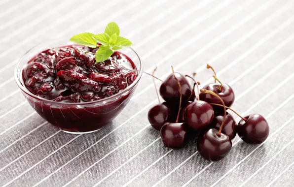 Cherry, mint, cherry jam