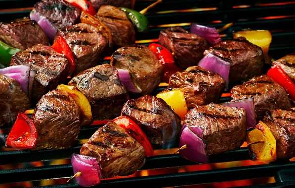 Picture meat, vegetables, kebab