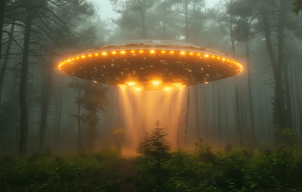 Nature, fog, future, fiction, UFO, haze, spaceship, the futuristic
