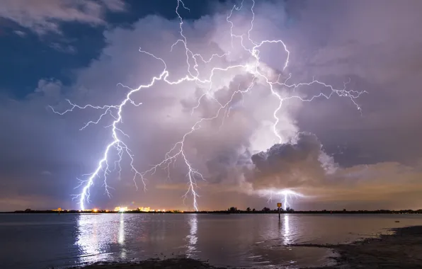 Picture the storm, night, element, lightning