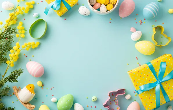 Flowers, eggs, spring, colorful, Easter, flowers, tulips, spring