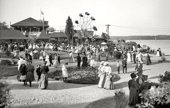 Retro, Park, people, Ferris wheel, USA, output, 1904-the year