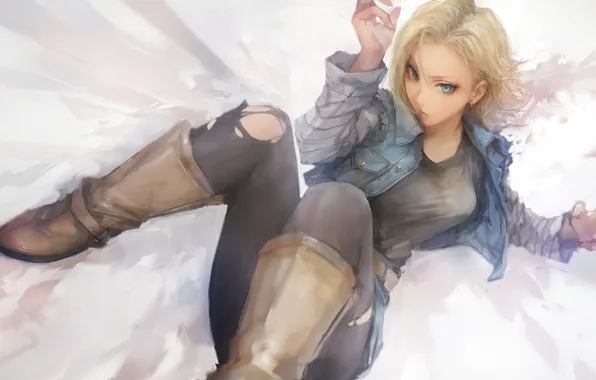 Girl, art, miche, dragonball, android 18