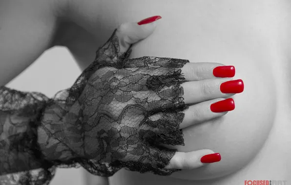 Chest, macro, sexy, b/W, touch, glove, lace, photographer
