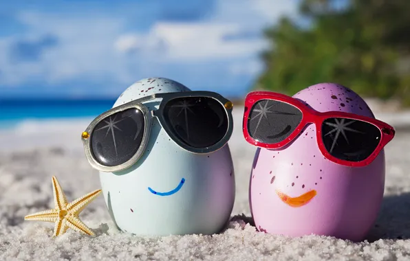 Picture summer, happy, beach, eggs, funny, glasses, cute, tropical