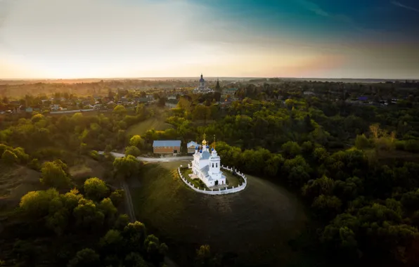 Picture landscape, hill, temple, the village, Tula oblast, Yepifan', Tula, Holy Dormition Women's Skete, Assumption Church