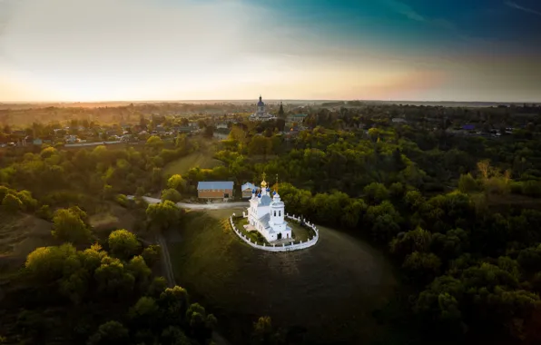 Landscape, hill, temple, the village, Tula oblast, Yepifan', Tula, Holy Dormition Women's Skete, Assumption Church