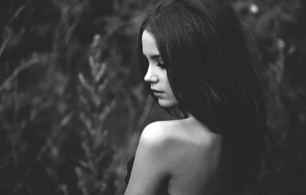 Picture girl, black & white, brunette, black and white, monochrome, Xenia Kokoreva, Kseniya Kokoreva