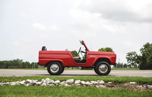 Red, Roadster, Ford, side view, 1966, Bronco