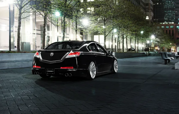 Night, the city, tuning, Honda, black, acura tl, Acura