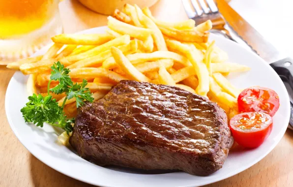 Picture potatoes, meat, tomatoes