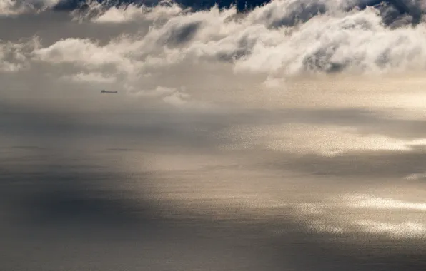 Picture sea, clouds, ship, sea, clouds, ship, Alexey Kharitonov