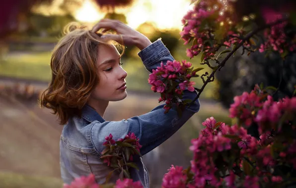 Picture girl, spring, garden