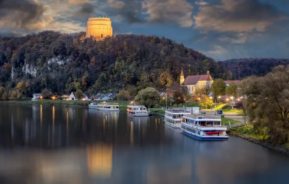 Picture landscape, mountain, Germany, Bayern, The Danube, monument, Befreiungshalle, Liberation Hall