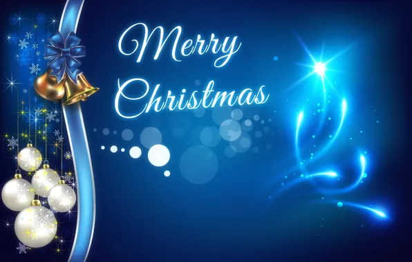 Balls, new year, Christmas, bells, postcard