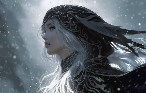 Girl, snow, black clothes, NIXEU