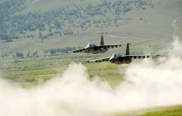 Picture Aircraft, Stormtroopers, Rook, Su-25, The Russian air force, flight pair