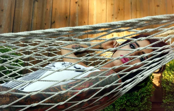 Picture look, girl, hammock
