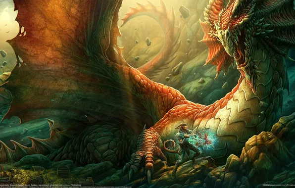 Picture rocks, dragon, sword, warrior, Kerem Couplets, cave, treasures, dragonfighter