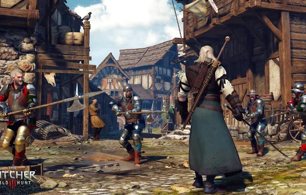 Game, the Witcher, peaks, Geralt, guards, The Witcher 3: Wild Hunt, 2015, The Witcher 3: …