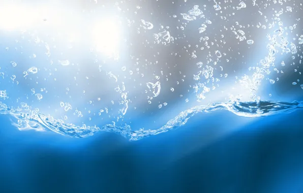 Picture blue, bubbles, Water