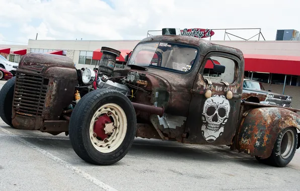 Picture skull, rust, wheel, car