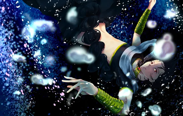 Bubbles, anime, drop, art, guy, under water, magi the labyrinth of magic, Judal