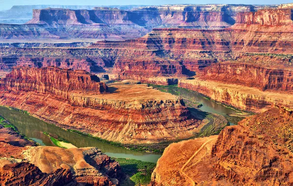 Sunset, mountains, river, rocks, canyon