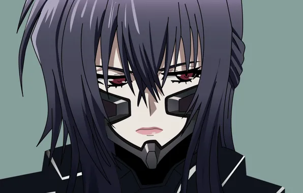 Girl, anime, red eyes, face, suit, 666, Muv-Luv, japonese