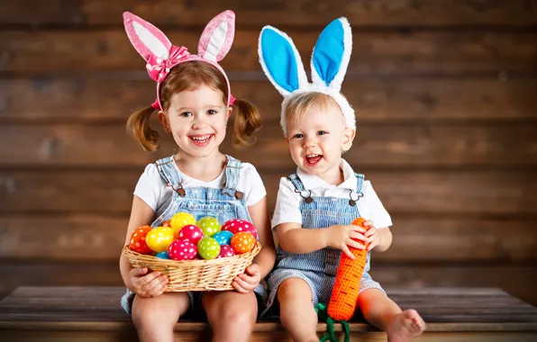 Children, holiday, eggs, Bunny
