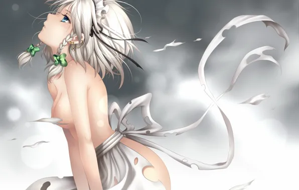 Look, girl, the wind, blue eyes, bow, touhou, izayoi sakuya
