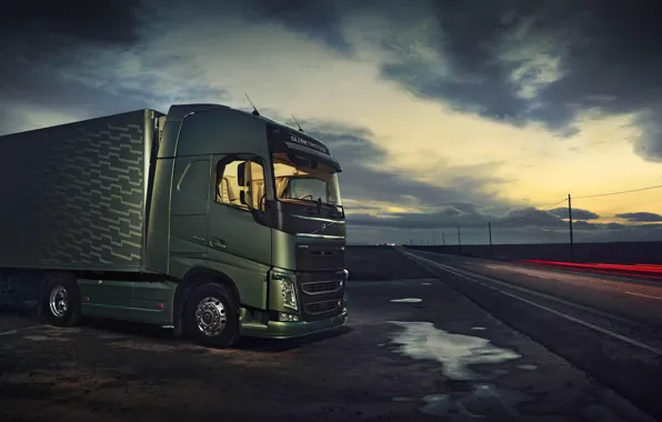 The sky, track, volvo 2013, euro truck simulator 2, trailer.