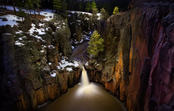 Waterfall, after sunset, Northern Arizona