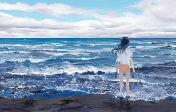 Picture sea, the sky, girl, Atsushi2988