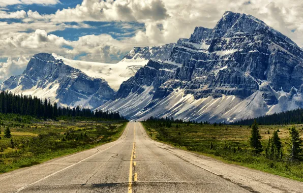 Road, landscape, mountains, Canada, Albert, Banff National Park, Alberta, Banff