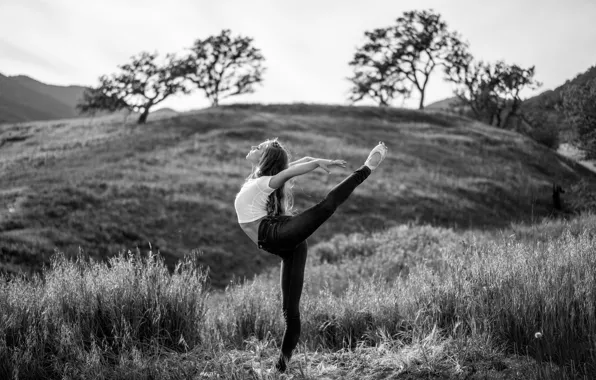 Girl, sexy, landscape, beautiful, monochrome, pretty, brunette, attractive