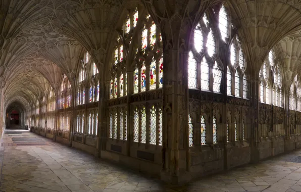 Window, corridor, stained glass, gallery