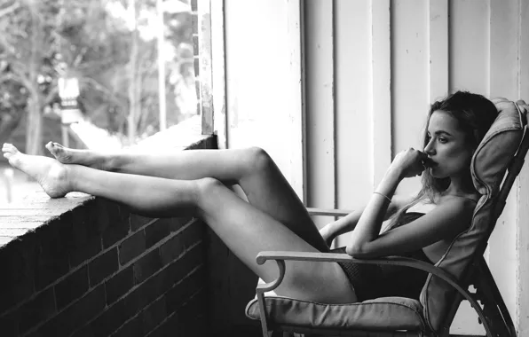 Picture girl, black and white, sitting, monochrome, monochrome, black and white, Monika Radulovic