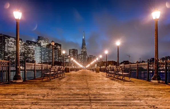 The sky, night, city, the city, lights, lights, house, the building