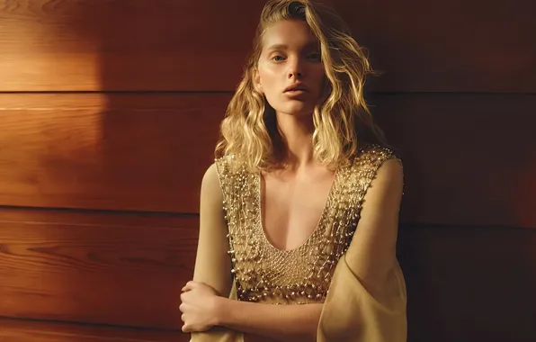 Look, pose, model, hairstyle, blonde, neckline, model, hair