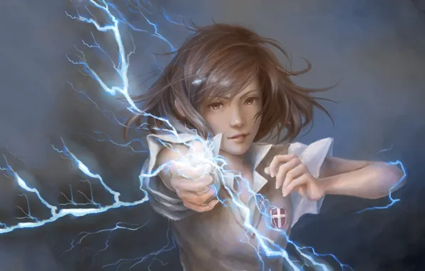 Picture art, misaka mikoto, to aru kagaku no railgun, anime, electricity.