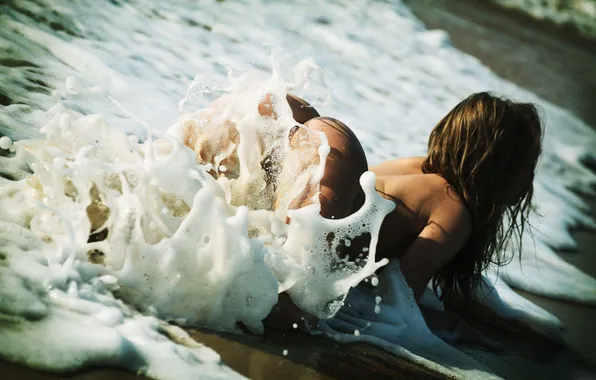 Sea, water, girl, pose