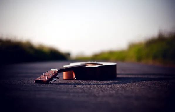 Road, background, guitar