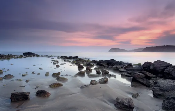 Sea, landscape, sunset