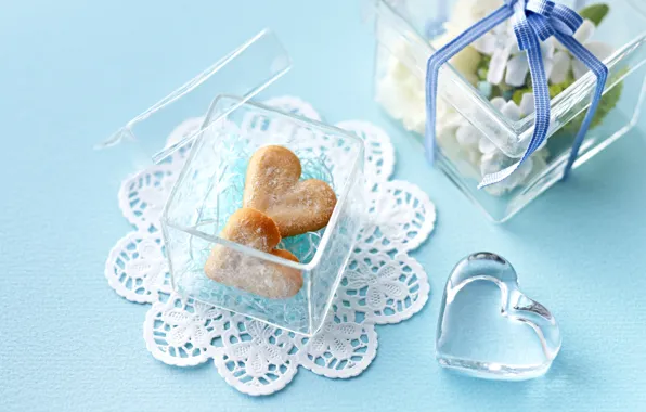 Gift, heart, transparent, cookies, hearts, box