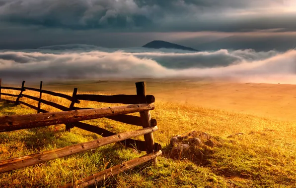 Landscape, mountains, the fence