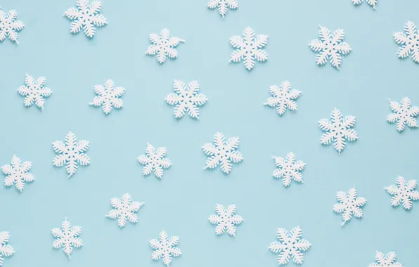 Winter, snowflakes, background, blue, Christmas, blue, winter, background
